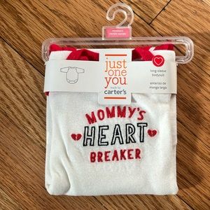Carters Long Sleeve Bodysuit  “Mommy's Heart Breaker “ Red White  newborn